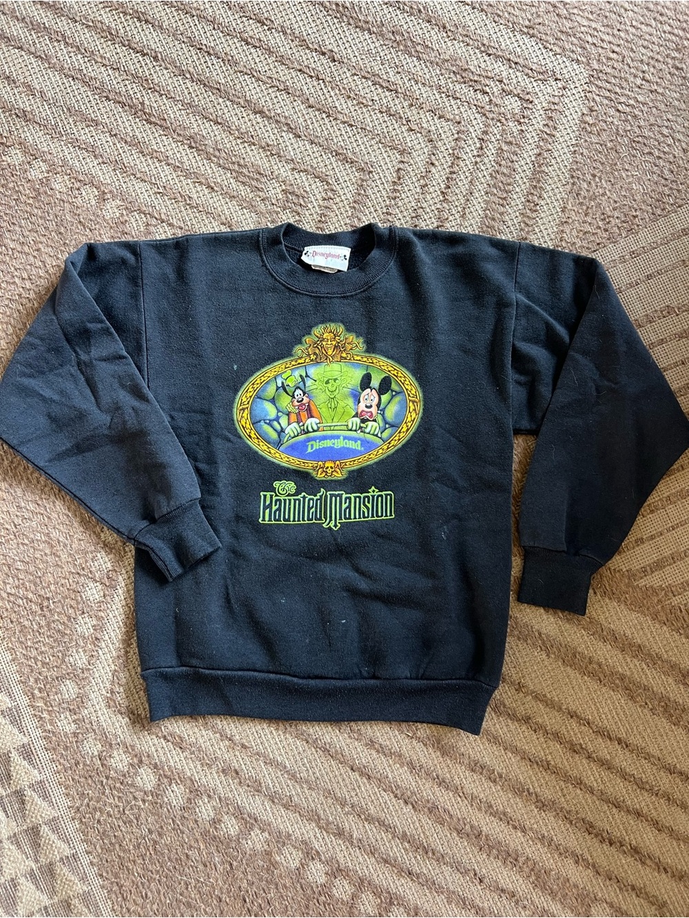 Disney Black Haunted Mansion Crewneck Sweatshirt with Colorful Character Graphic